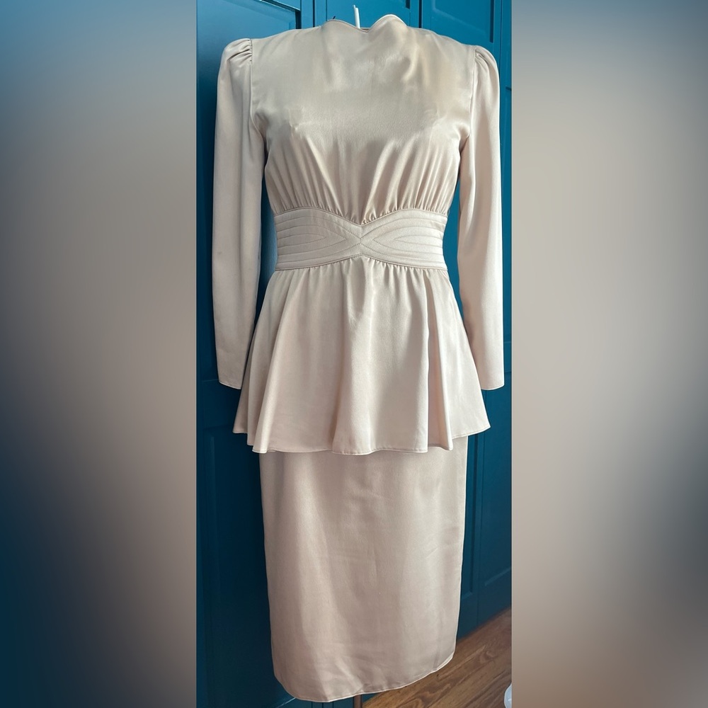 Vintage 1980’s cocktail peplum dress, by Caron, Chicago, size 8 petite